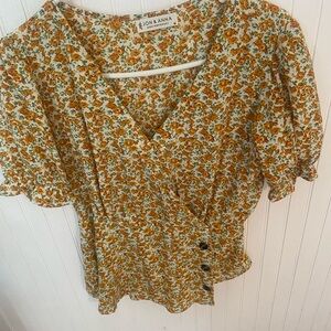 Floral Wrap Top - Yellow